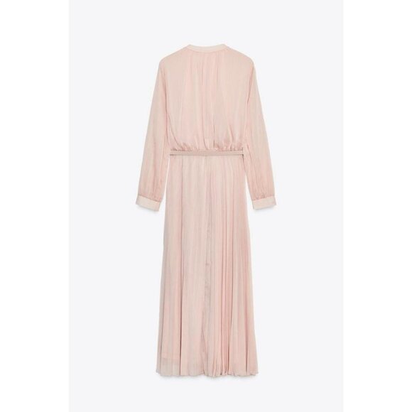 ZARA PLEATED MIDI DRESS WITH BELT - Picture 10 of 11